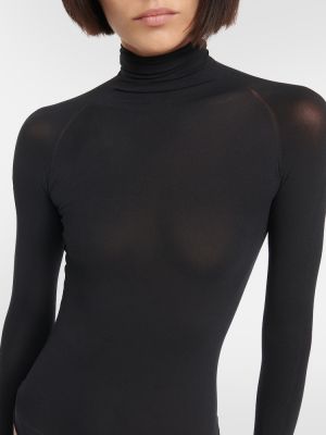 Body con cuello alto de tela jersey Alaïa negro
