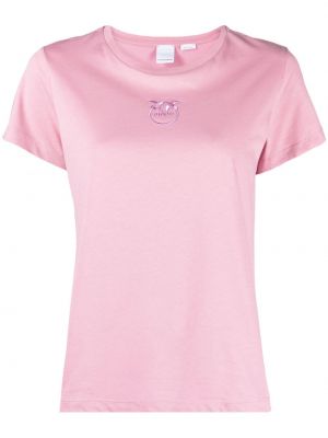 Bavlněné tričko s výšivkou Pinko růžové