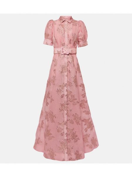 Dolga obleka iz žakarda Rebecca Vallance roza