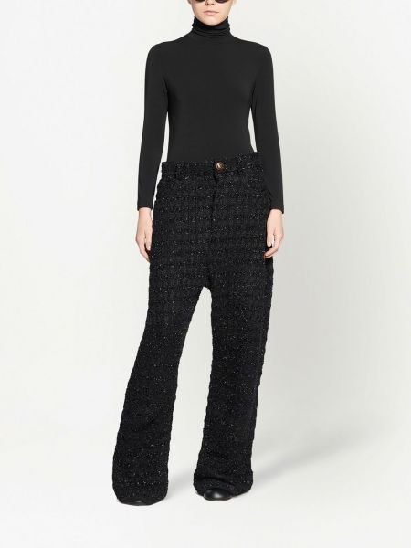 Pantalon droit en tweed Balenciaga noir