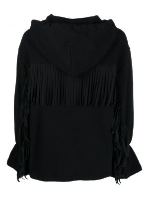 Bluza z kapturem z frędzli bawełniana Dondup czarna
