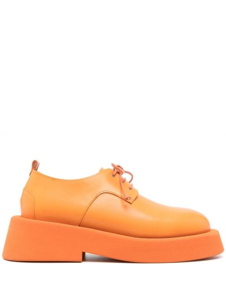 Кружевные кожаные туфли на шнуровке Marsèll, оранжевые