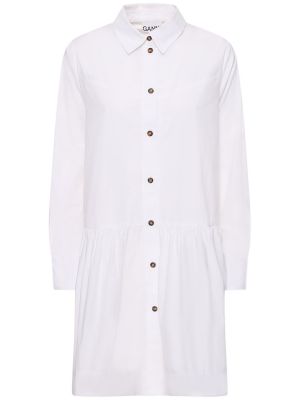 Bavlněné mini šaty Ganni bílé