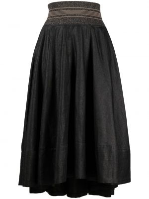 Falda de cintura alta Brunello Cucinelli negro