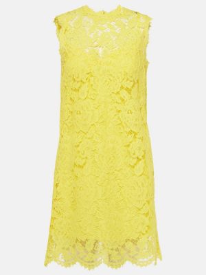 Mini vestido de algodón de encaje Dolce&gabbana amarillo