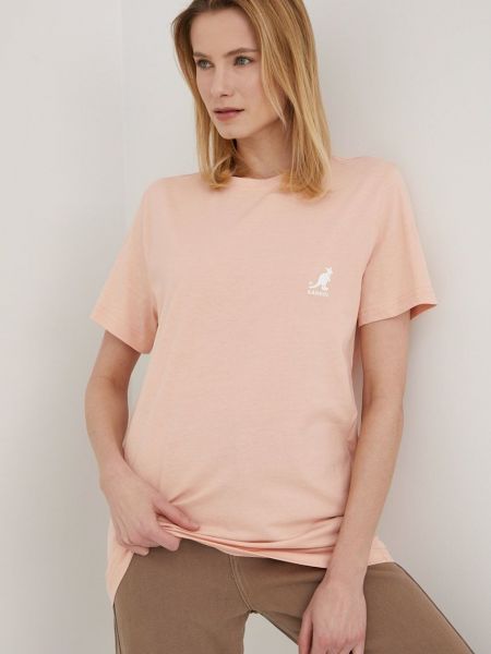 Bavlněné tričko Kangol růžové