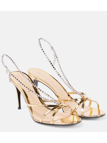 Läder sandaletter Gucci guld