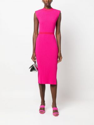 Pletené midi šaty bez rukávů Karl Lagerfeld růžové