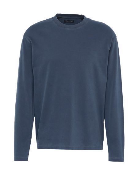 Pletené bavlnené priliehavé tričko s dlhými rukávmi Marc O'polo - modrá