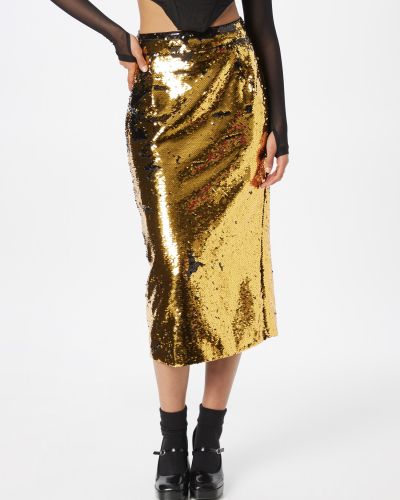 Midi suknja Copenhagen Muse zlatna
