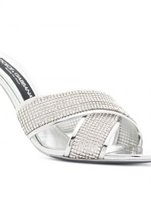 Sandalai su kristalais Dolce & Gabbana sidabrinė