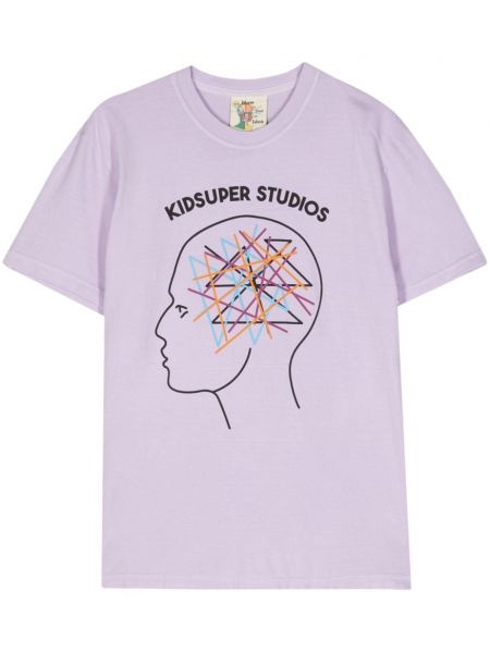Pamučna majica s printom Kidsuper ljubičasta
