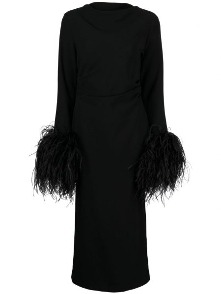 Midi haljina sa perjem Rachel Gilbert crna