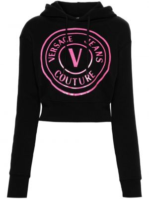 Hoodie s kapuljačom s printom Versace Jeans Couture crna