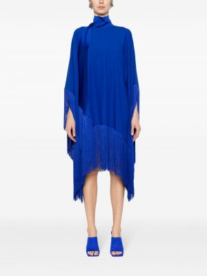 Sukienka mini z frędzli Taller Marmo niebieska