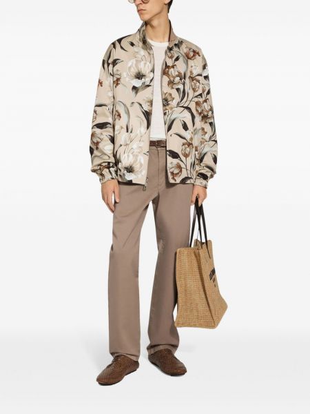 Viegla jaka ar ziediem ar apdruku Dolce & Gabbana bēšs
