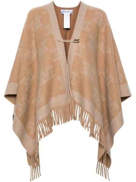 Poncho en laine à imprimé Max Mara marron