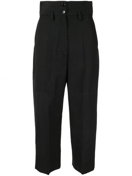 Укороченные брюки с завышенной талией Lemaire, черные