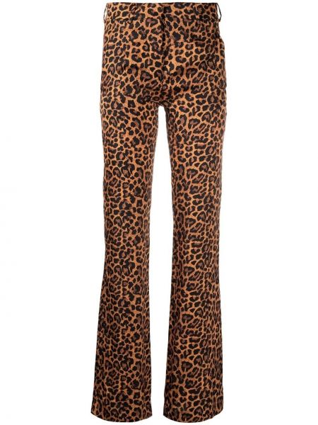 Pantalones rectos con estampado leopardo Laneus naranja