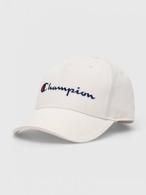 Памучна шапка с козирки с апликация Champion бяло