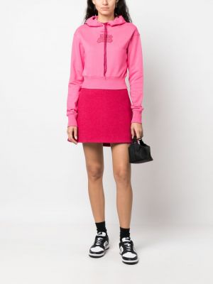 Siuvinėtas džemperis su gobtuvu Versace Jeans Couture rožinė