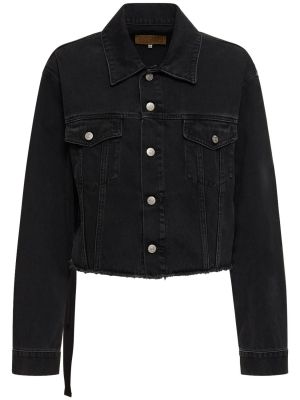Asymetrická bavlnená džínsová bunda Mm6 Maison Margiela čierna