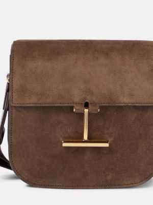 Crossbody torbica od brušene kože Tom Ford smeđa