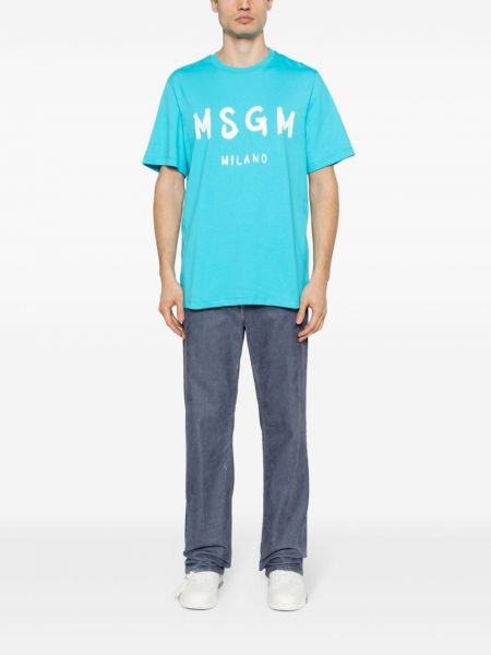 Kokvilnas t-krekls ar apdruku Msgm zils