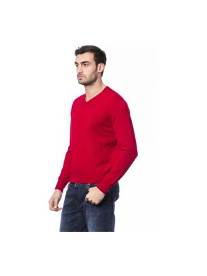 Haftowany sweter z wełny merino Billionaire czerwony