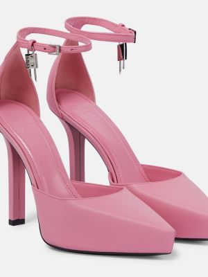Кожени полуотворени обувки на платформе Givenchy розово