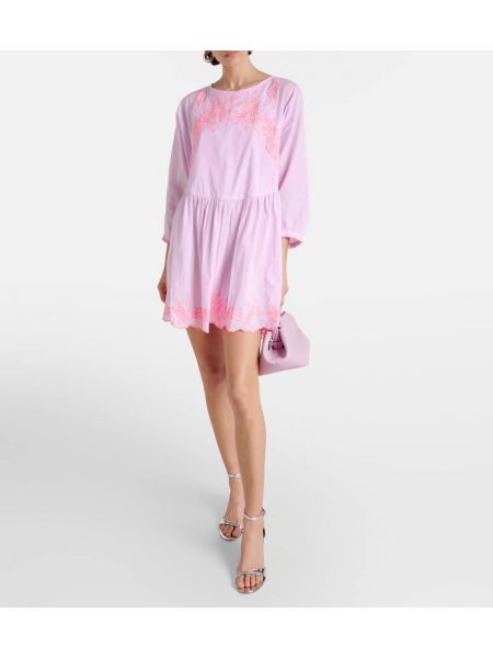 Mini vestido con bordado de algodón Juliet Dunn rosa