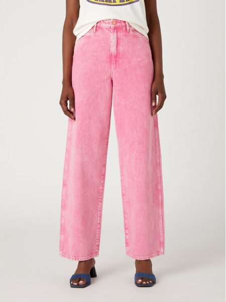 Zvonové džíny relaxed fit Wrangler růžové