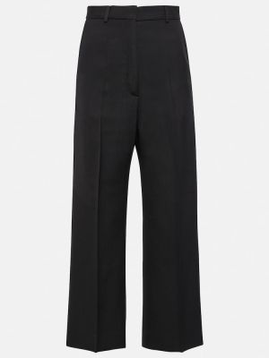 Plisované rovné kalhoty s vysokým pasem Acne Studios černé