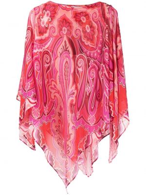 Ασύμμετρη μπλούζα με σχέδιο paisley Etro ροζ