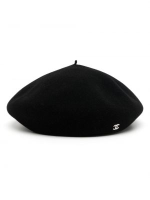 Haftowany beret Chanel Pre-owned czarny