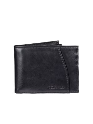 Кожаный кошелек с карманами Columbia черный