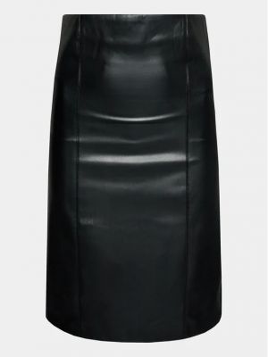 Slim fit kožené koktejlové šaty z imitace kůže Gina Tricot černé