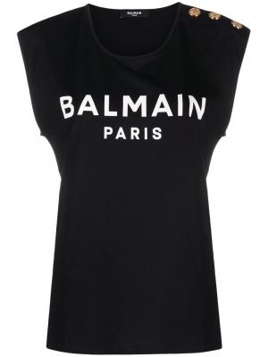 Tank top med knapper med print Balmain svart