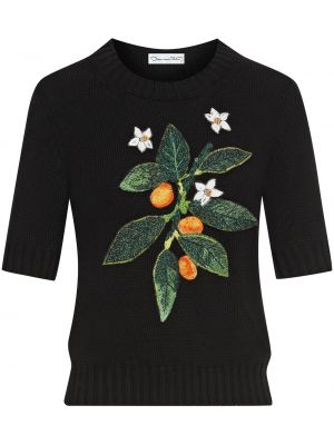 Strikket floral topp Oscar De La Renta svart