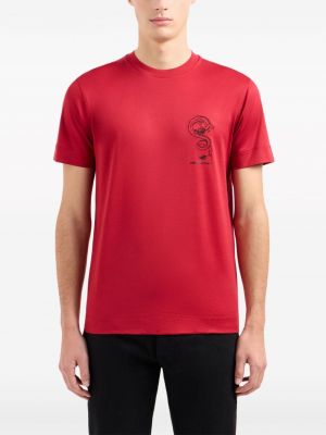 T-krekls ar izšuvumiem ar apaļu kakla izgriezumu Emporio Armani sarkans