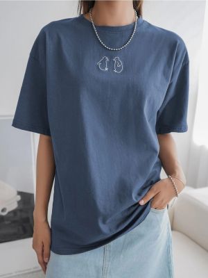Oversized tričko s potiskem K&h Twenty-one modré
