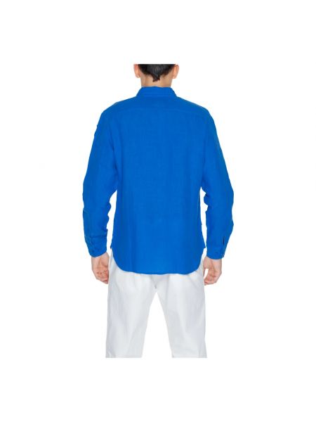 Camisa de lino manga larga Blauer azul