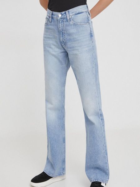 Jeansy dzwony z wysoką talią Calvin Klein Jeans Niebieskie