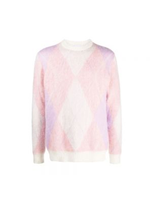 Sweter z wzorem argyle Family First różowy
