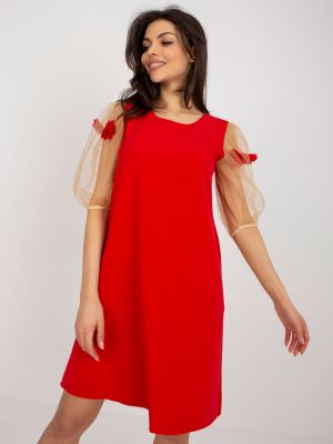 Kvetinové koktejlkové šaty Fashionhunters červená