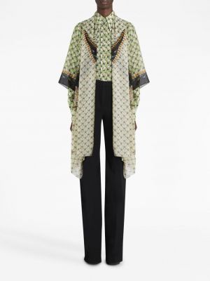 Květinový hedvábný šátek s potiskem Etro zelený