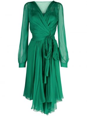Asimetrična svilena obleka Alberta Ferretti zelena