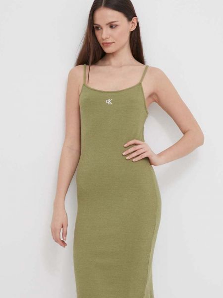 Sukienka mini dopasowana Calvin Klein Jeans zielona