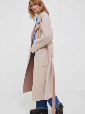 Oboustranný vlněný kabát Calvin Klein růžový