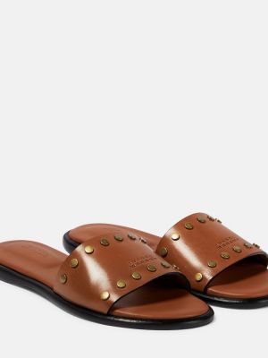 Kožne cipele sa šiljcima Isabel Marant smeđa
